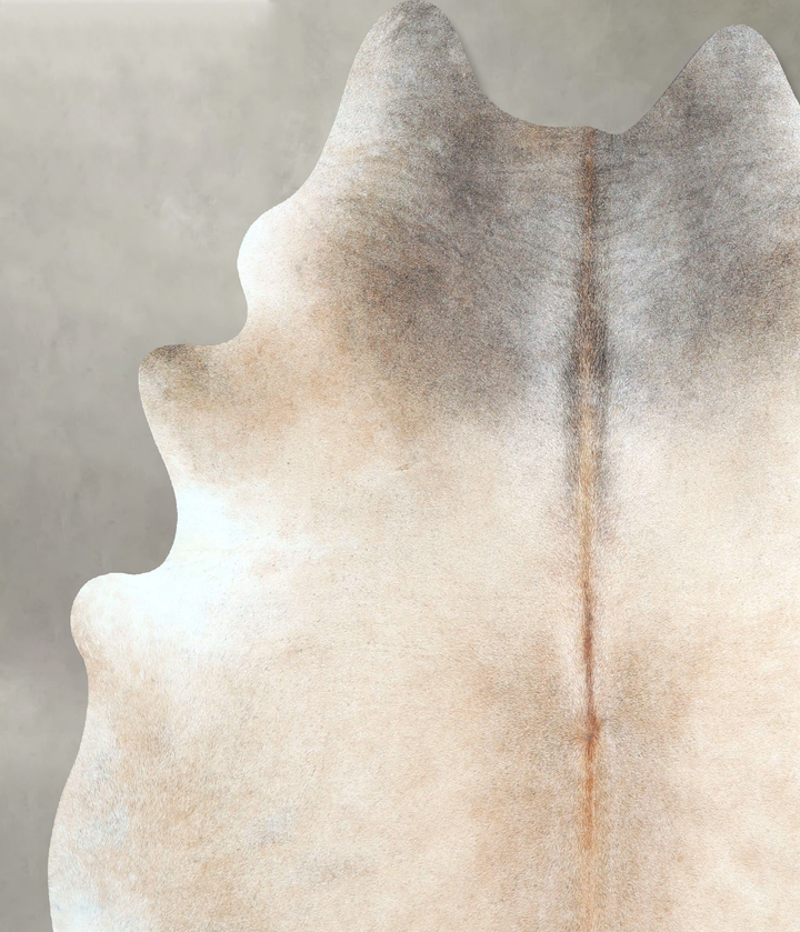 Grey with Beige X-Large Brazilian Cowhide Rug 7'1"H x 6'7"W #A48767 by Hudson Hides