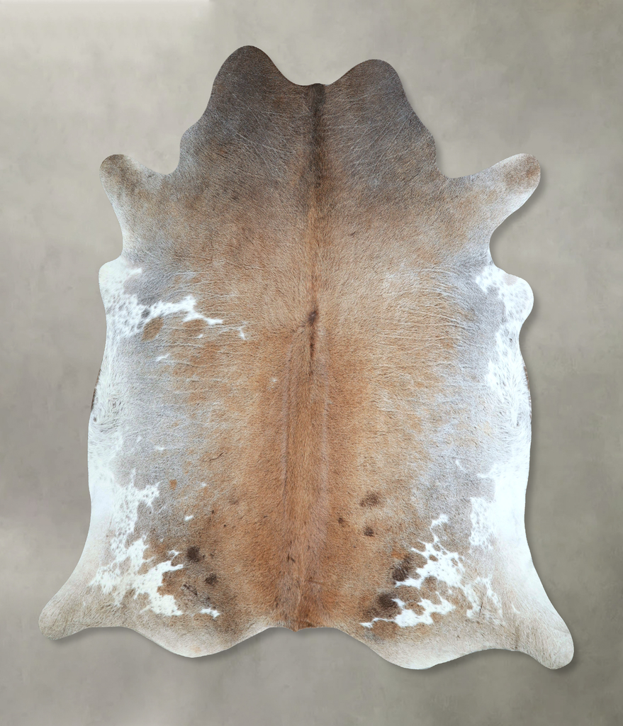 Grey with Beige XX-Large Brazilian Cowhide Rug 7'6"H x 7'6"W #A48786 by Hudson Hides