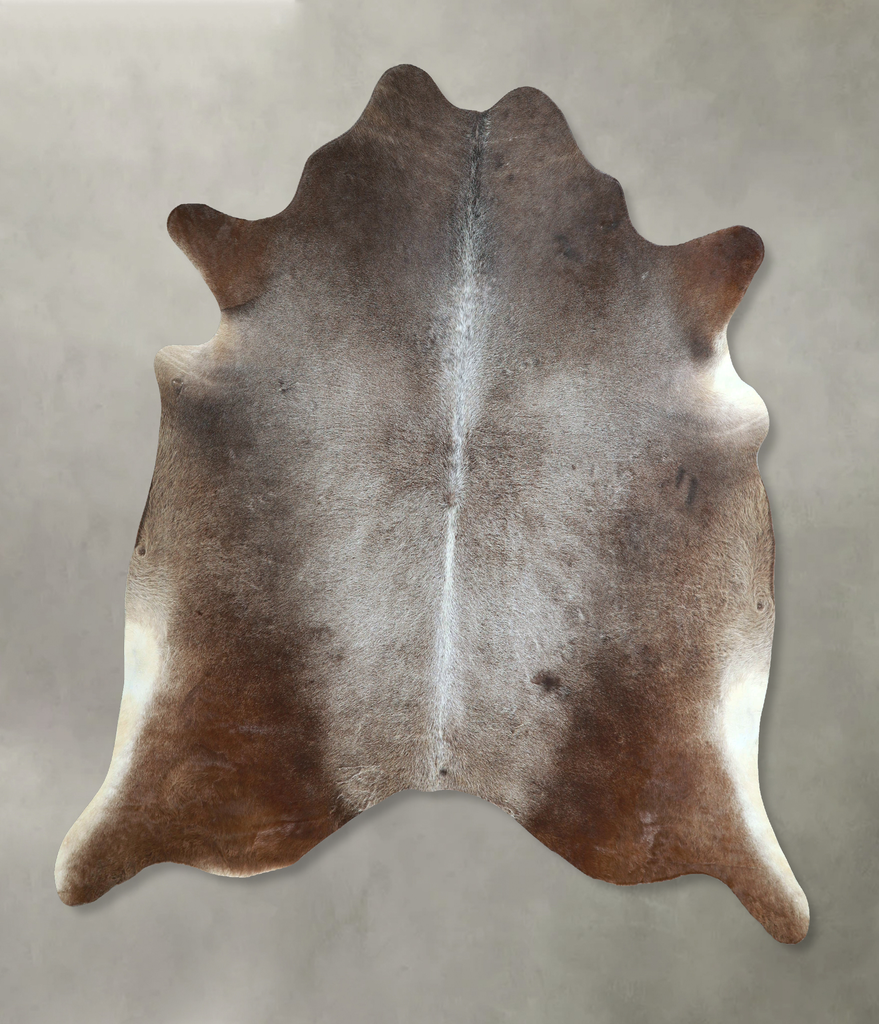 Grey with Beige XX-Large Brazilian Cowhide Rug 7'3"H x 7'0"W #A48788 by Hudson Hides