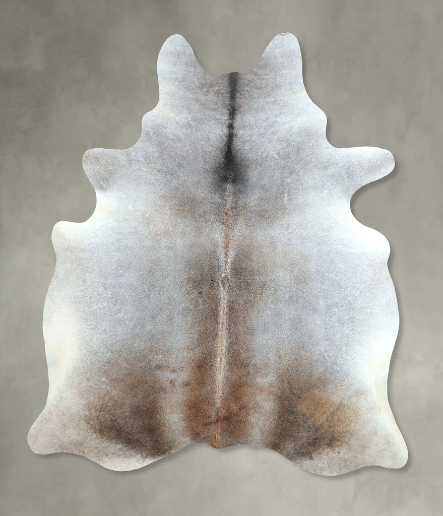 Grey with Beige X-Large Brazilian Cowhide Rug 7'0"H x 6'0"W #A48825 by Hudson Hides