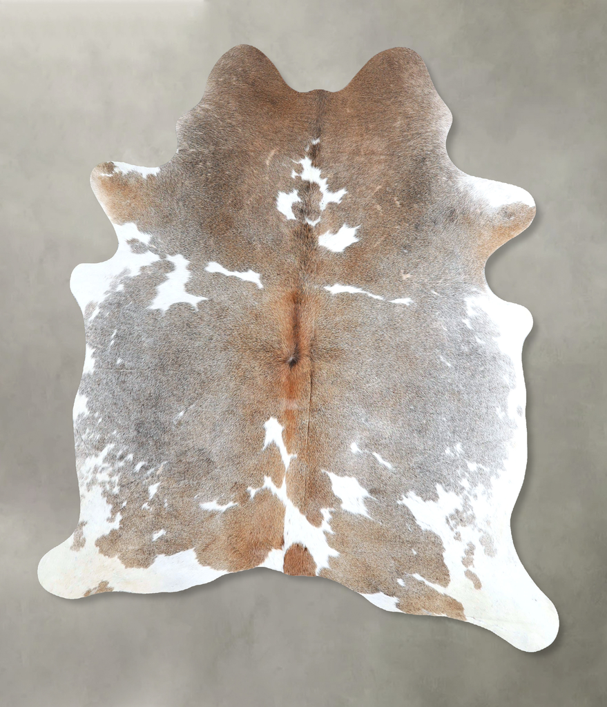 Grey with Beige Medium Brazilian Cowhide Rug 6'0"H x 5'0"W #A48853 by Hudson Hides
