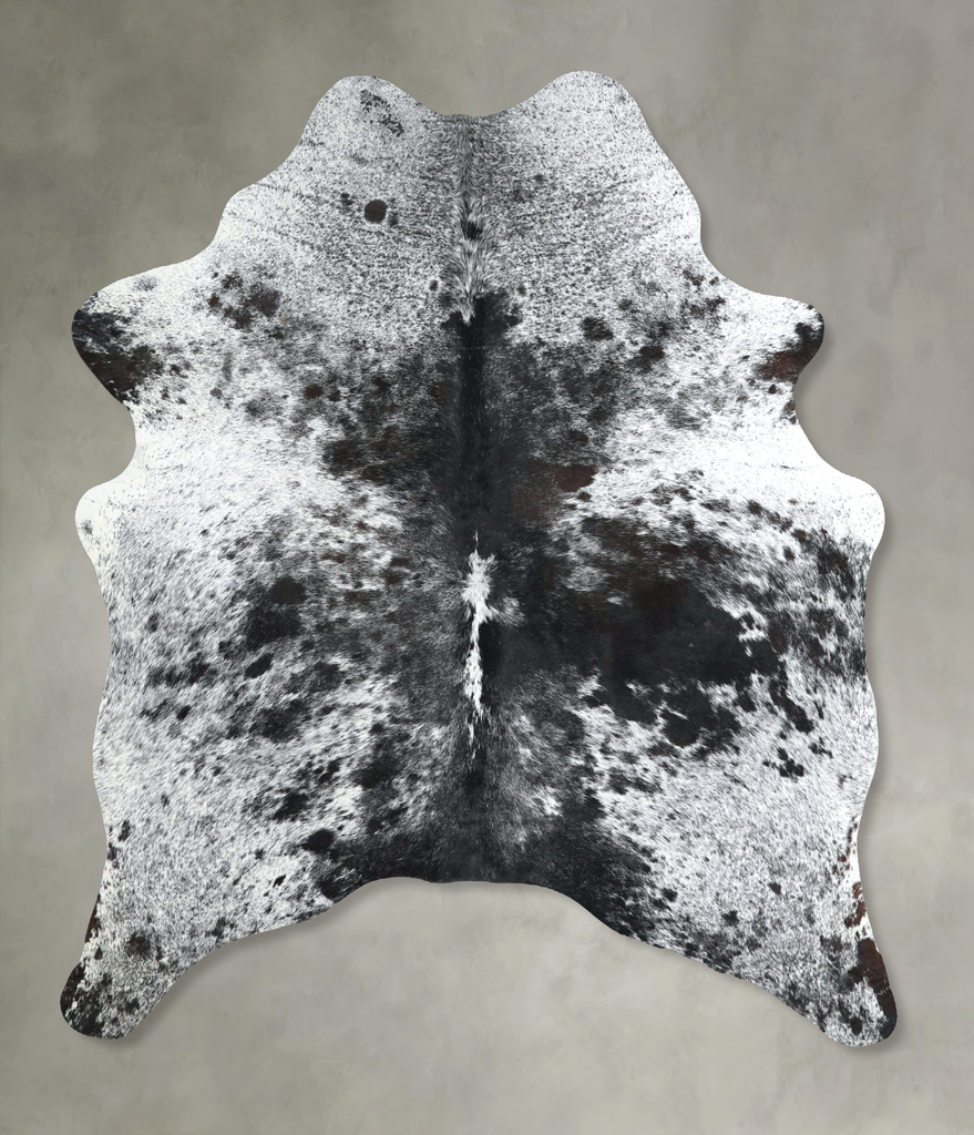 Salt and Pepper Black Large Brazilian Cowhide Rug 6'5"H x 5'2"W #A48882 by Hudson Hides