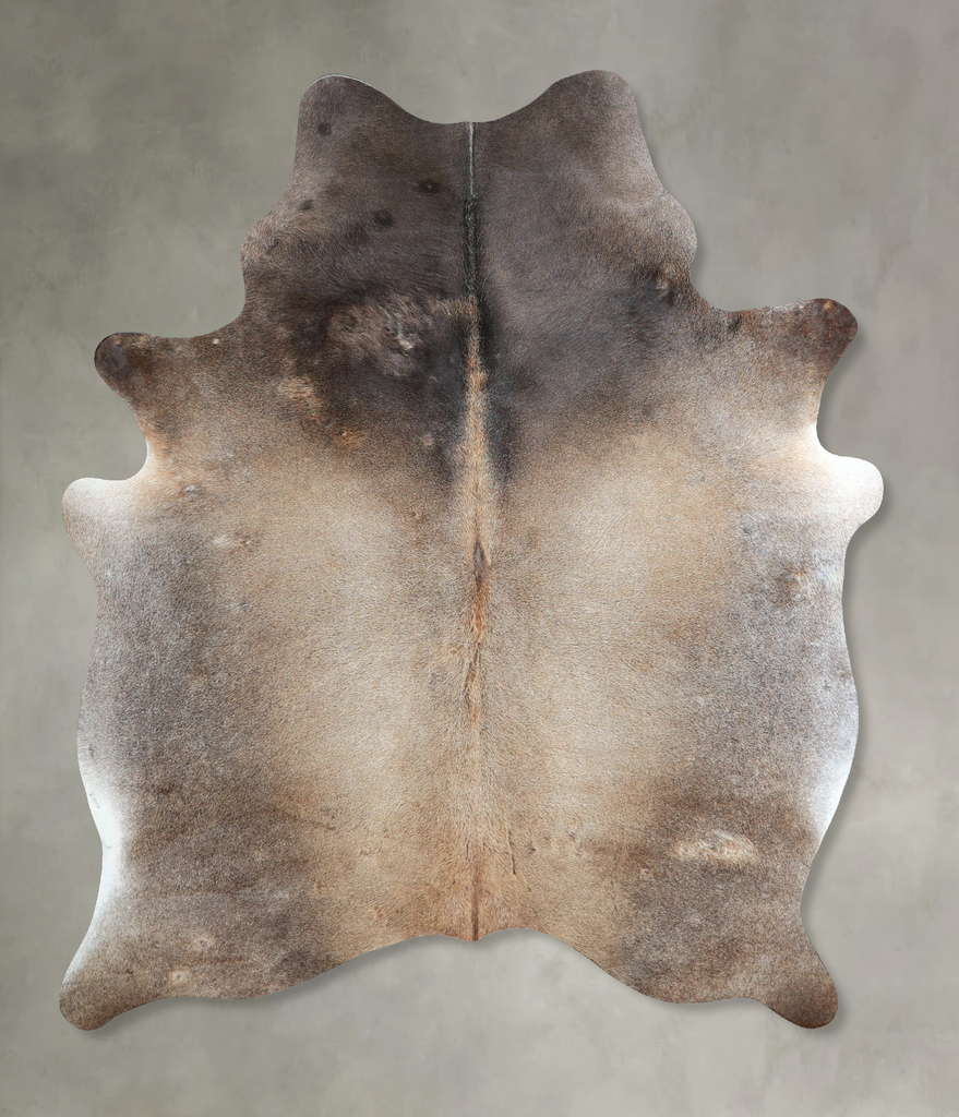 Grey with Beige Large Brazilian Cowhide Rug 6'7"H x 5'3"W #A48884 by Hudson Hides