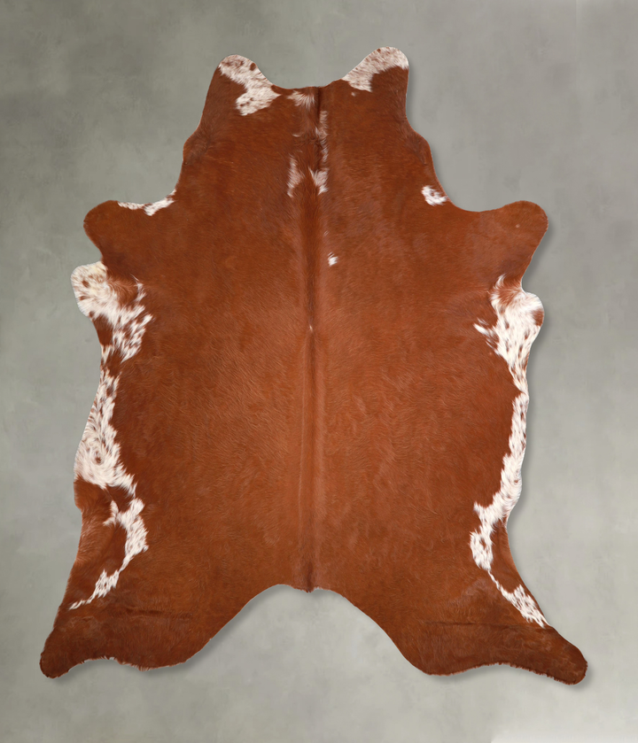 Brown and White Regular X-Large Brazilian Cowhide Rug 7'7"H x 6'5"W #A48916 by Hudson Hides
