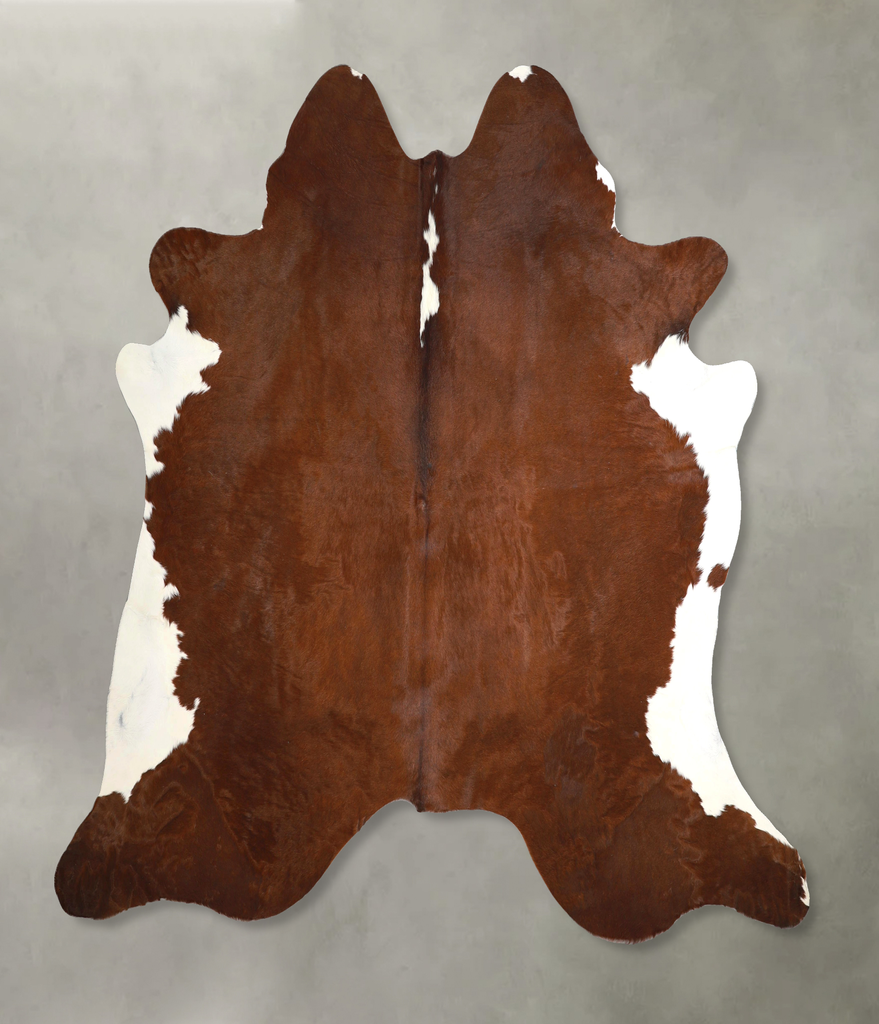 Brown and White Regular XX-Large Brazilian Cowhide Rug 7'0"H x 7'6"W #A48918 by Hudson Hides