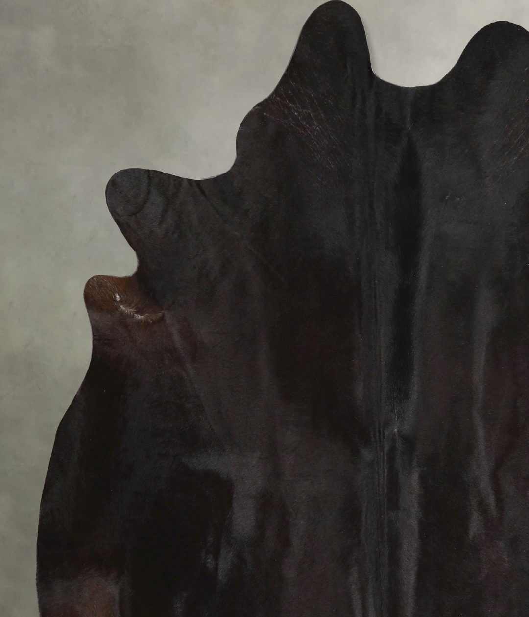 Solid Black X-Large Brazilian Cowhide Rug 7'4"H x 6'9"W #A48942 by Hud