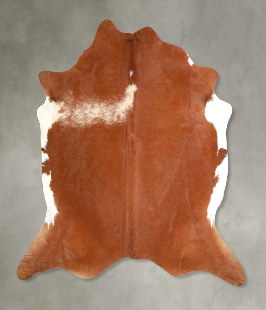 Brown and White Regular X-Large Brazilian Cowhide Rug 6'9"H x 6'7"W #A48956 by Hudson Hides
