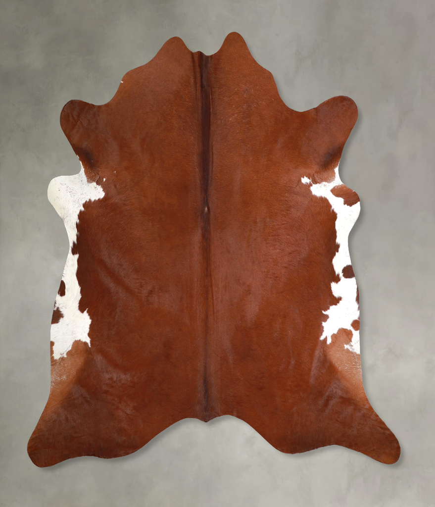Brown and White Regular XX-Large Brazilian Cowhide Rug 7'2"H x 7'1"W #A48965 by Hudson Hides