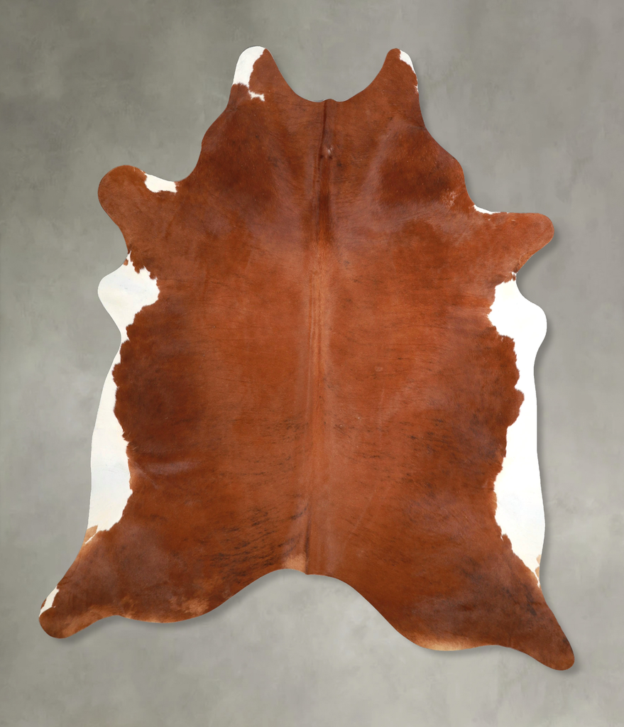 Brown and White Regular X-Large Brazilian Cowhide Rug 7'5"H x 6'4"W #A48971 by Hudson Hides