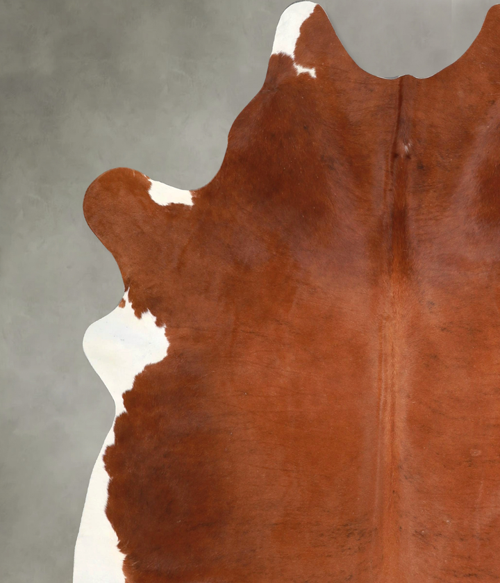 Brown and White Regular X-Large Brazilian Cowhide Rug 7'5"H x 6'4"W #A48971 by Hudson Hides
