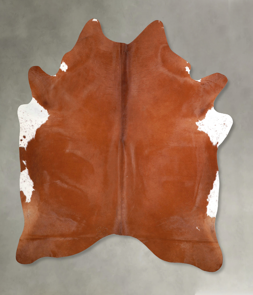 Brown and White Regular X-Large Brazilian Cowhide Rug 7'2"H x 6'3"W #A48991 by Hudson Hides