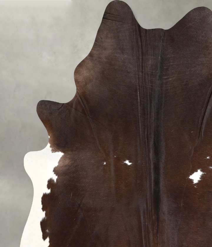 Chocolate and White X-Large Brazilian Cowhide Rug 7'1"H x 6'5"W #A49070 by Hudson Hides