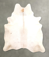 Ivory with Beige X-Large Brazilian Cowhide Rug 7'8"H x 6'6"W #A49090 by Hudson Hides