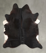 Solid Black X-Large Brazilian Cowhide Rug 7'1"H x 6'1"W #A49092 by Hudson Hides