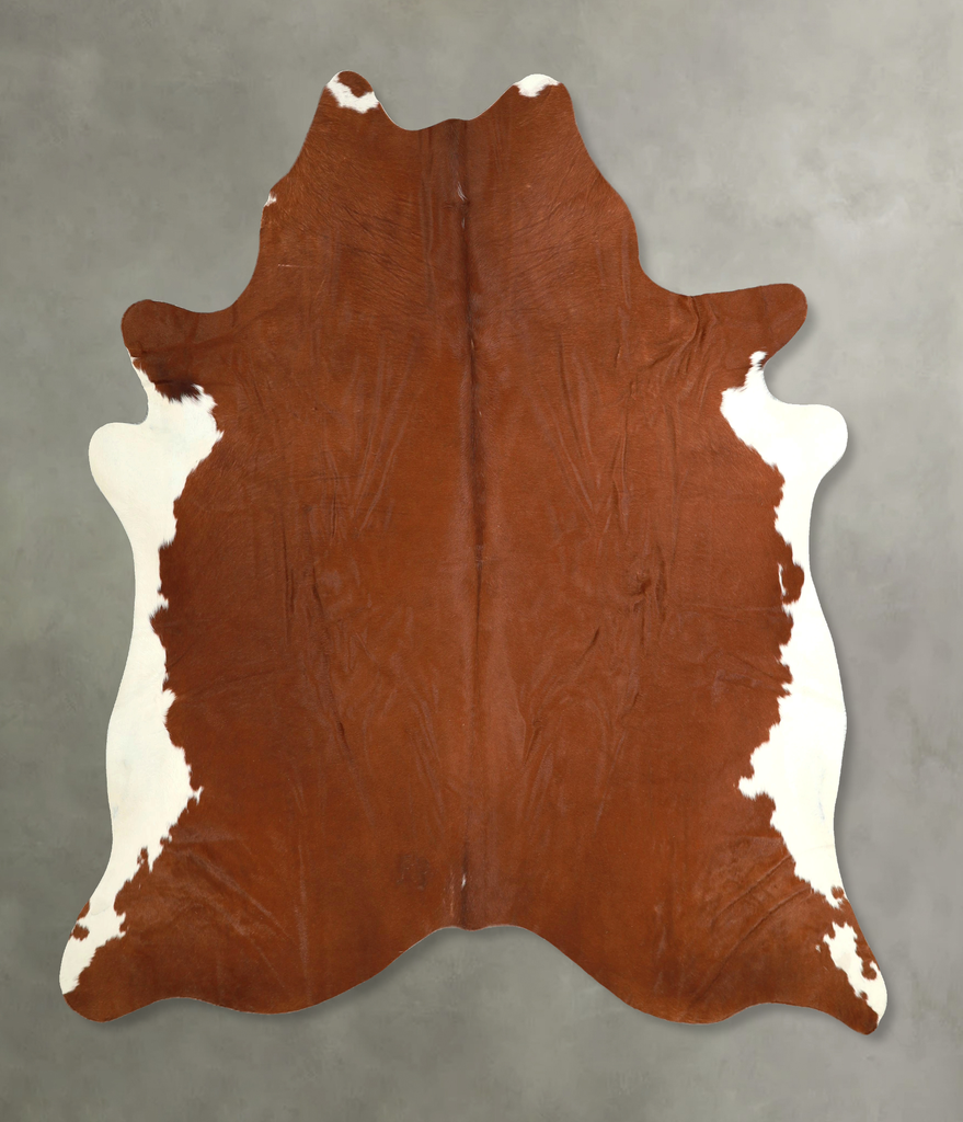 Brown and White Regular X-Large Brazilian Cowhide Rug 6'9"H x 6'4"W #A49174 by Hudson Hides