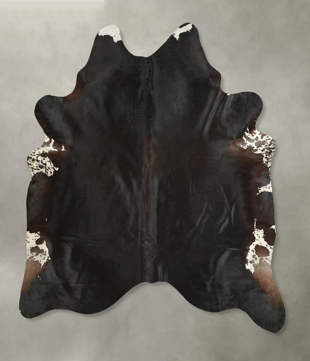 Solid Black X-Large Brazilian Cowhide Rug 7'6"H x 6'6"W #A49204 by Hud