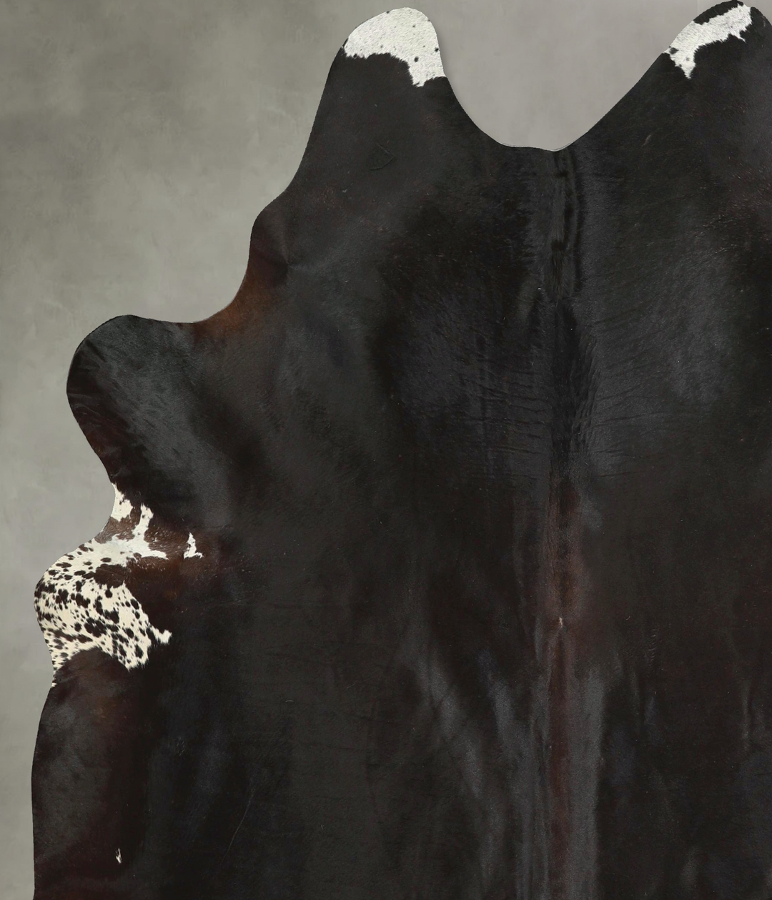 Solid Black X-Large Brazilian Cowhide Rug 7'6"H x 6'6"W #A49204 by Hud