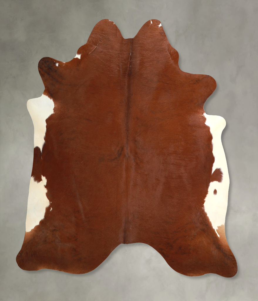 Brown and White Regular X-Large Brazilian Cowhide Rug 6'8"H x 6'1"W #A49253 by Hudson Hides