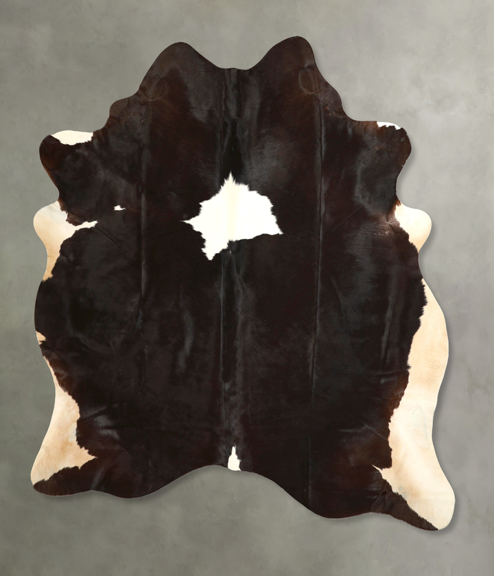 Chocolate and White X-Large Brazilian Cowhide Rug 7'8"H x 6'4"W #A49314 by Hudson Hides