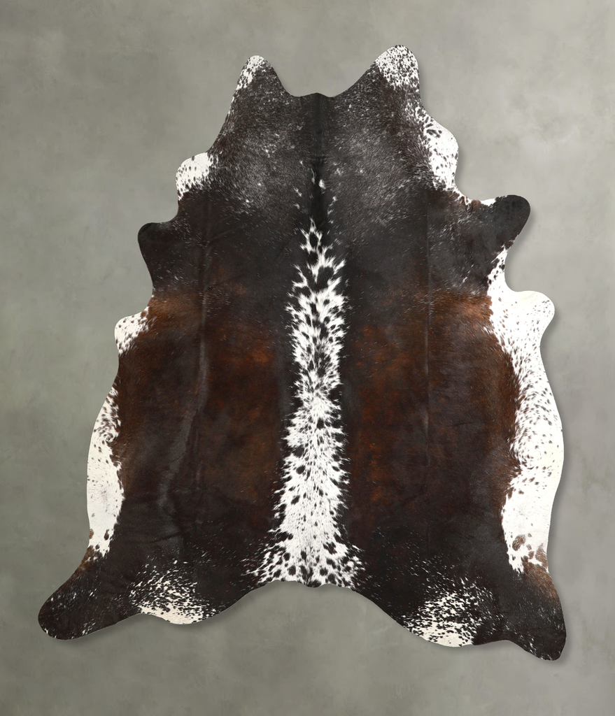 Chocolate and White X-Large Brazilian Cowhide Rug 7'5"H x 6'8"W #A49317 by Hudson Hides