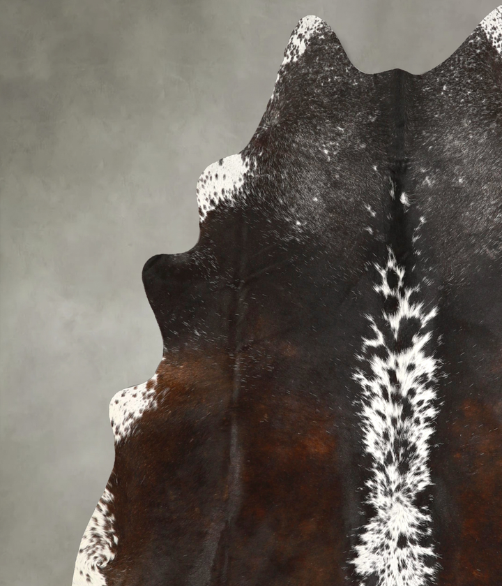 Chocolate and White X-Large Brazilian Cowhide Rug 7'5"H x 6'8"W #A49317 by Hudson Hides