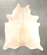 Ivory with Beige X-Large Brazilian Cowhide Rug 7'4"H x 6'7"W #A49406 by Hudson Hides