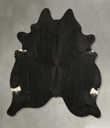 Solid Black XX-Large Brazilian Cowhide Rug 7'8"H x 6'11"W #A49590 by Hudson Hides