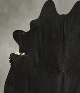 Solid Black XX-Large Brazilian Cowhide Rug 7'8"H x 6'11"W #A49590 by Hudson Hides