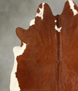 Brown and White Regular X-Large Brazilian Cowhide Rug 6'10"H x 6'9"W #A49759 by Hudson Hides