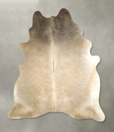 Grey with Beige XX-Large Brazilian Cowhide Rug 8'1"H x 6'11"W #A49785 by Hudson Hides