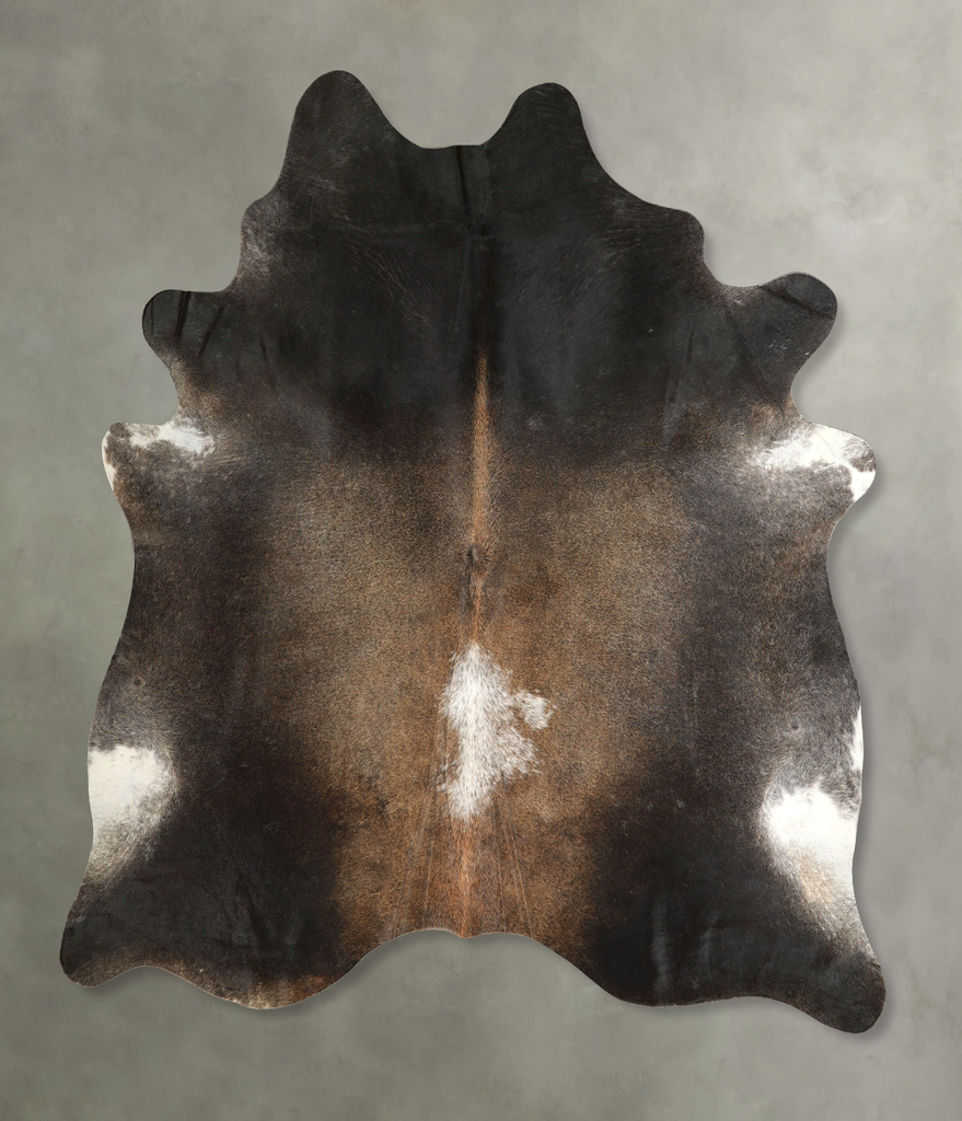 Grey with Beige X-Large Brazilian Cowhide Rug 7'4"H x 6'6"W #A49816 by Hudson Hides