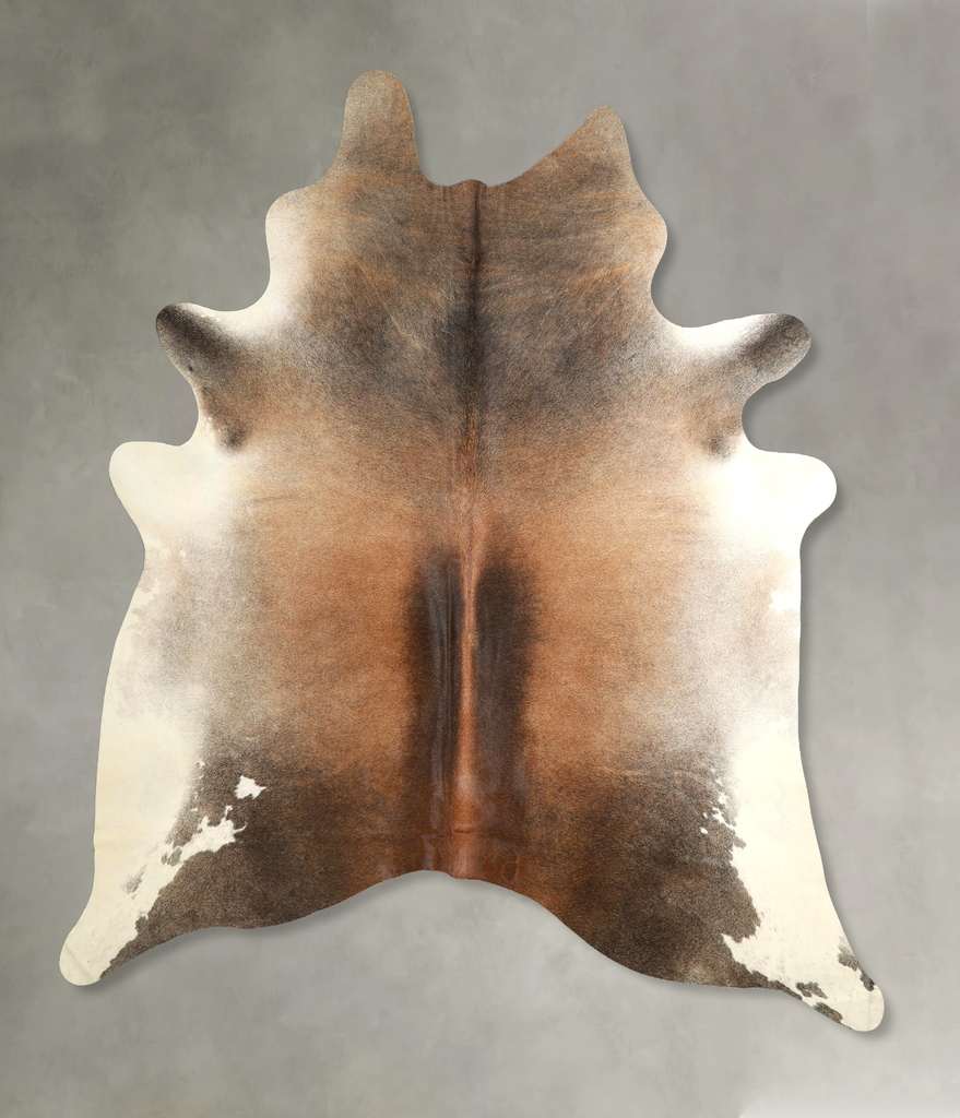 Grey with Beige X-Large Brazilian Cowhide Rug 7'6"H x 6'7"W #A49863 by Hudson Hides