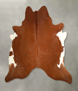 Brown and White Regular X-Large Brazilian Cowhide Rug 6'10"H x 6'11"W #A49893 by Hudson Hides