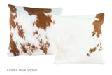 Brown and White Cowhide Pillow 20x20 #A50017 by Hudson Hides