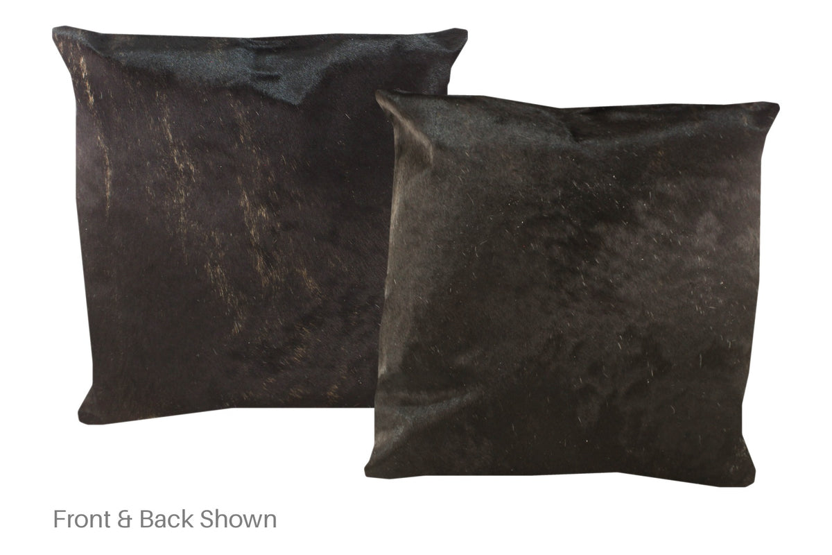 Solid Black Cowhide Pillow #A50302