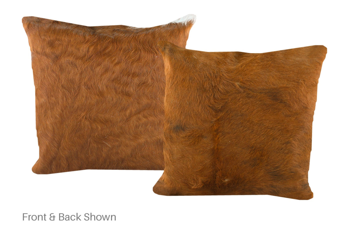Solid Brown Cowhide Pillow #A50697