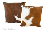 Brown and White Cowhide Pillow 16x16 #A50699 by Hudson Hides