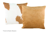 Beige and White Cowhide Pillow 16x16 #A50712 by Hudson Hides