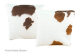 Brown and White Cowhide Pillow 16x16 #A50765 by Hudson Hides
