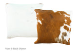 Brown and White Cowhide Pillow 16x16 #A50781 by Hudson Hides
