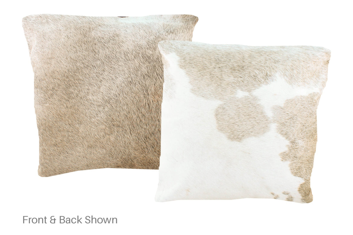 Grey with Beige Cowhide Pillow #A50817