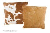 Brown and White Cowhide Pillow 16x16 #A50824 by Hudson Hides