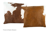 Brown and White Cowhide Pillow 16x16 #A50845 by Hudson Hides