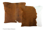 Brown and White Cowhide Pillow 16x16 #A50849 by Hudson Hides