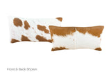 Brown and White Cowhide Pillow 12x22 #A51203 by Hudson Hides