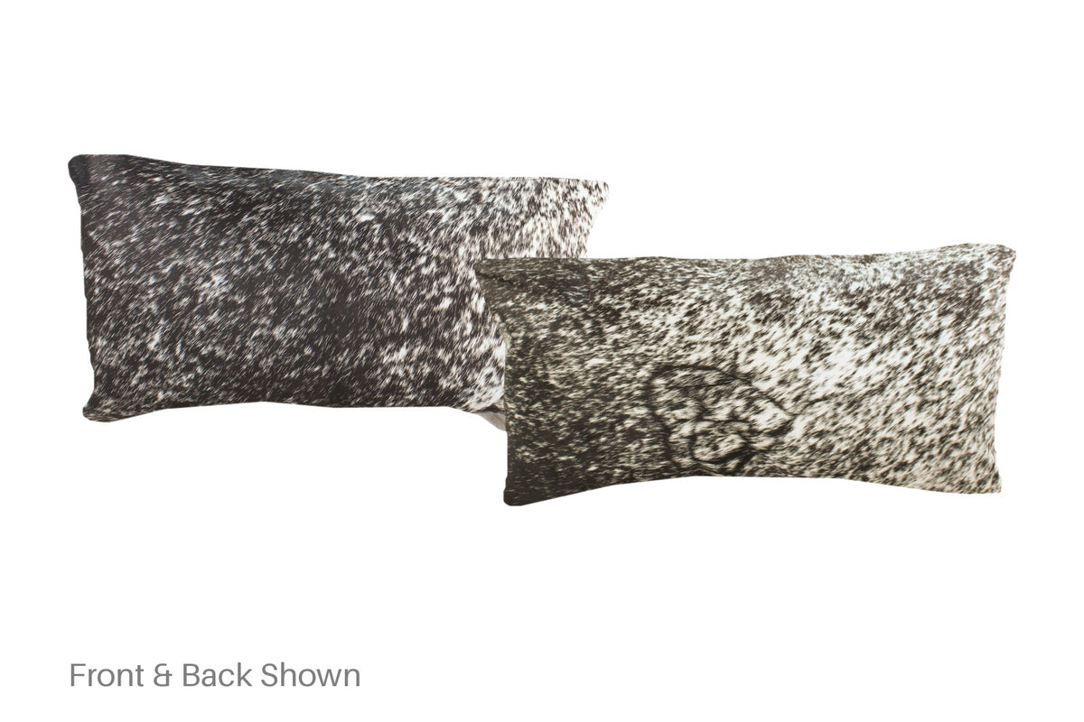 Salt and Pepper Black Cowhide Pillow #A51496