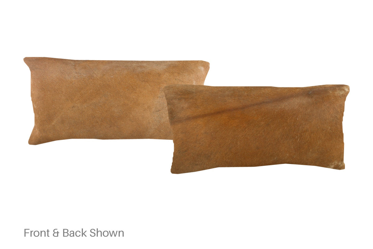 Solid Brown Cowhide Pillow #A51567