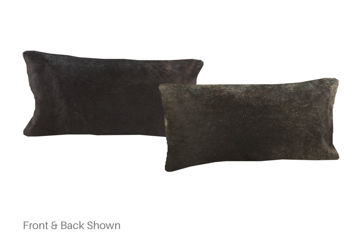 Solid Black Cowhide Pillow #A51592