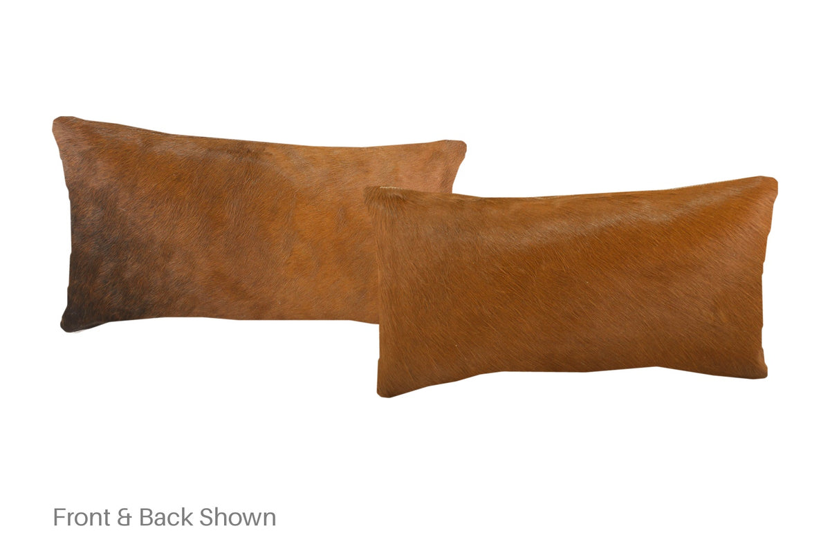 Solid Brown Cowhide Pillow #A51718