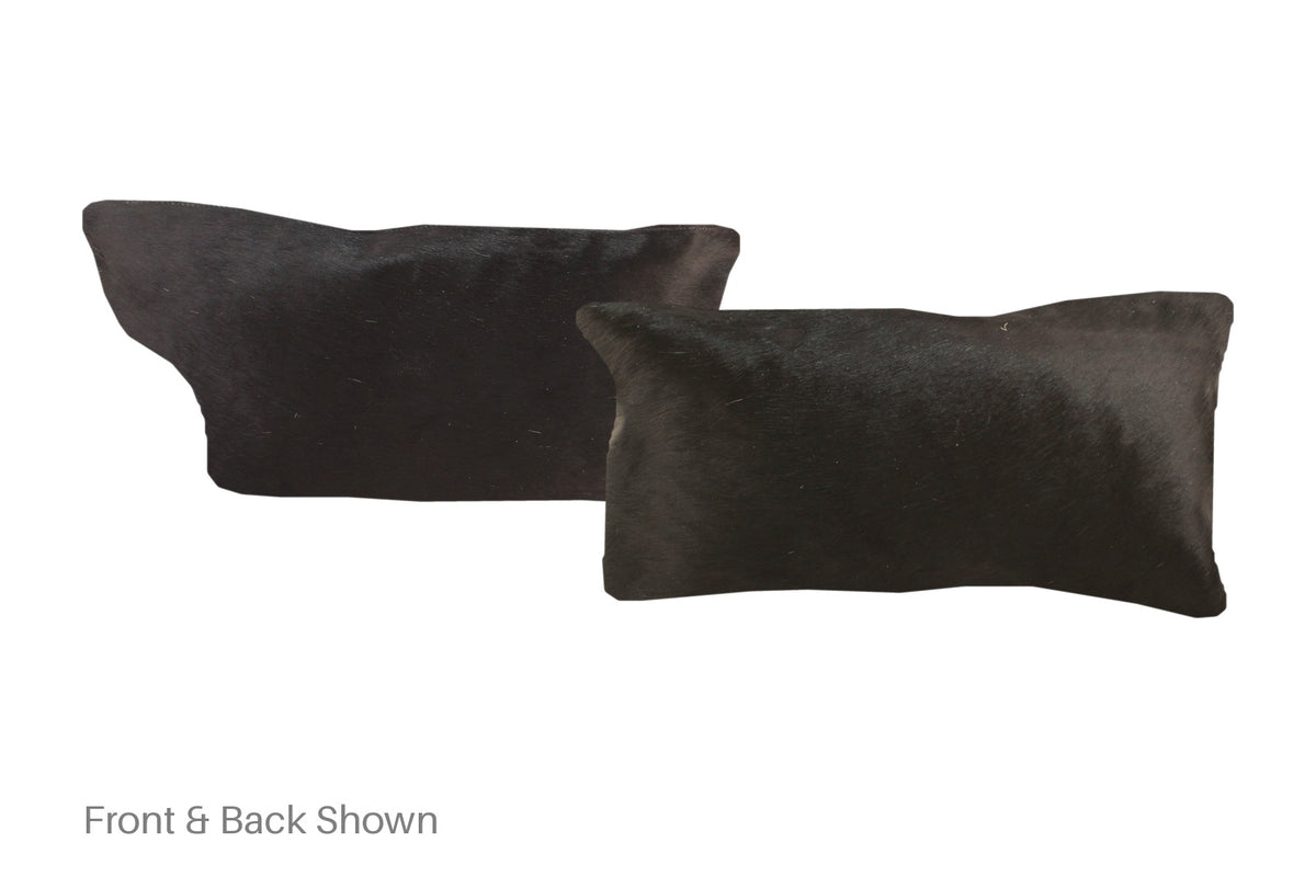 Solid Black Cowhide Pillow #A51721